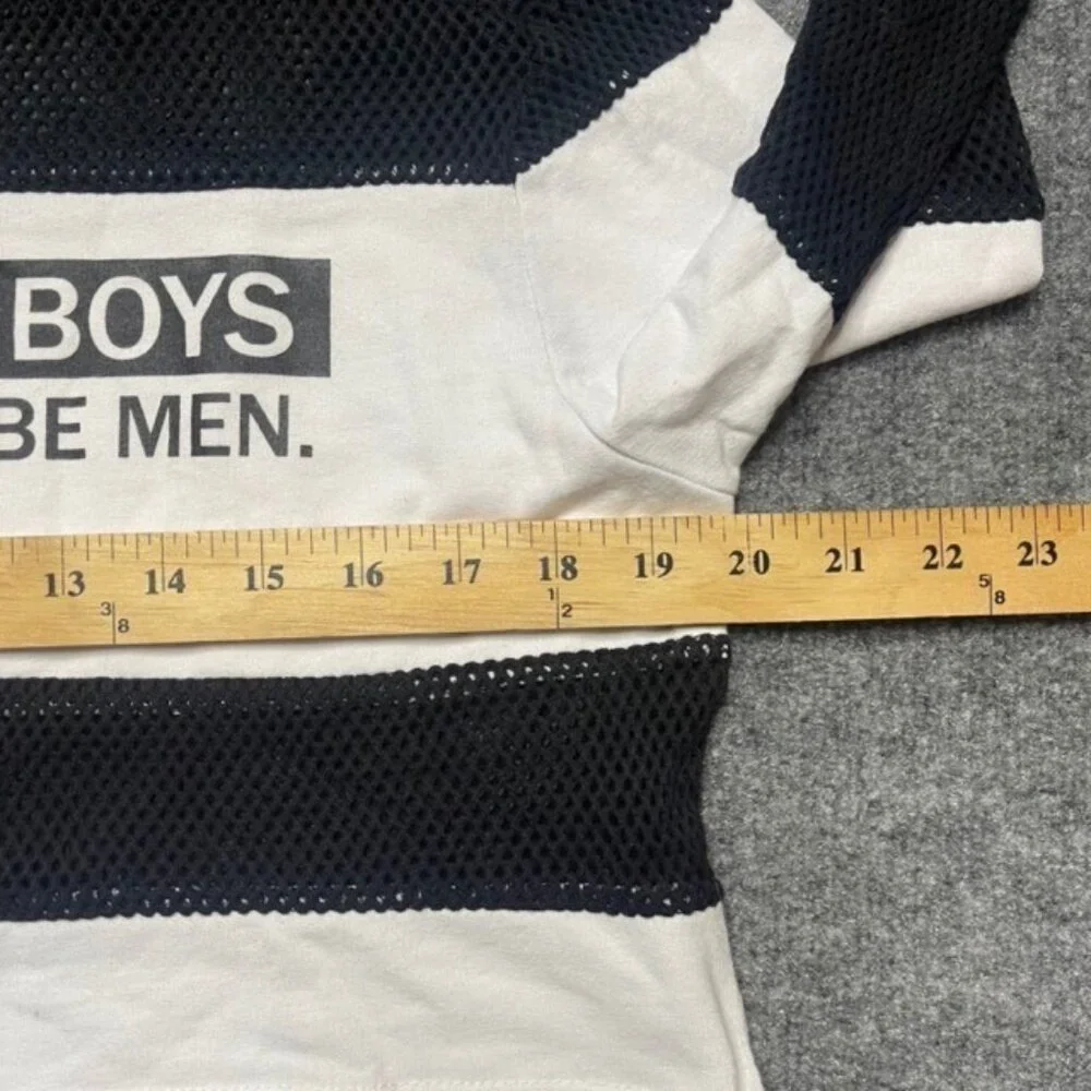 HLZBLZ Women Crop Top Boys Will Be Boys Black White Color Block Long Sleeve S - Picture 5 of 6